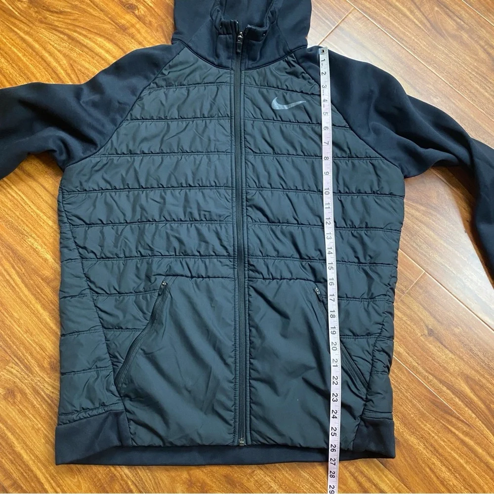 Nike Men's Black Hooded Partial Quilted Puffer Jacket Size Large Outdoor Active - Picture 15 of 16